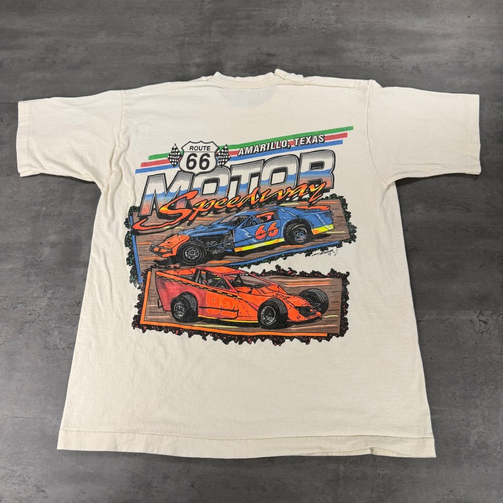 Vintage Route 66 Motor Speedway T-Shirt Adult L Fit M Amarillo Texas Racing